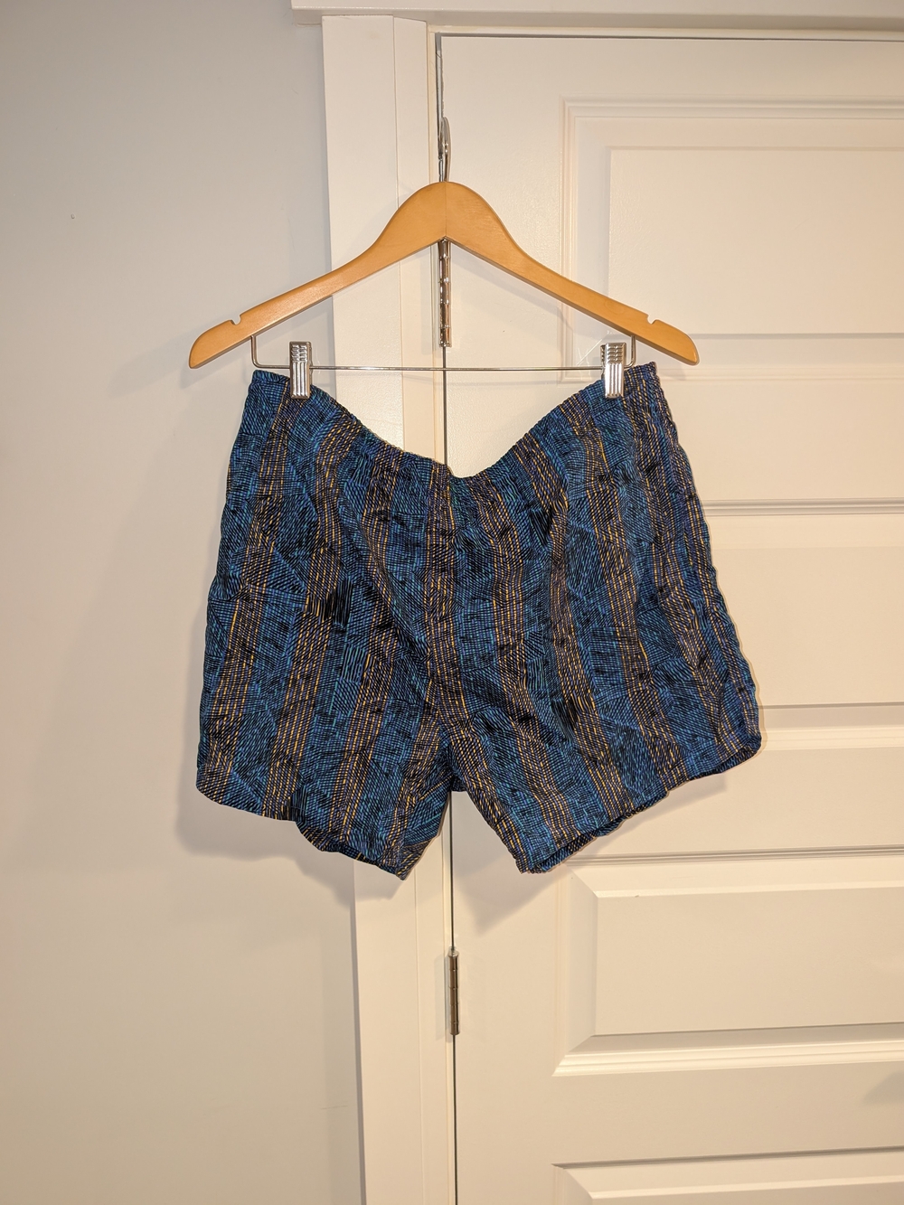 Vintage Men's Blue Striped Swim Trunks - Casual Beach Short